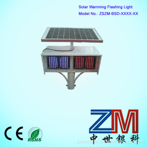 Two Modules Red and Blue Flashing Solar Powered Traffic Warning Light